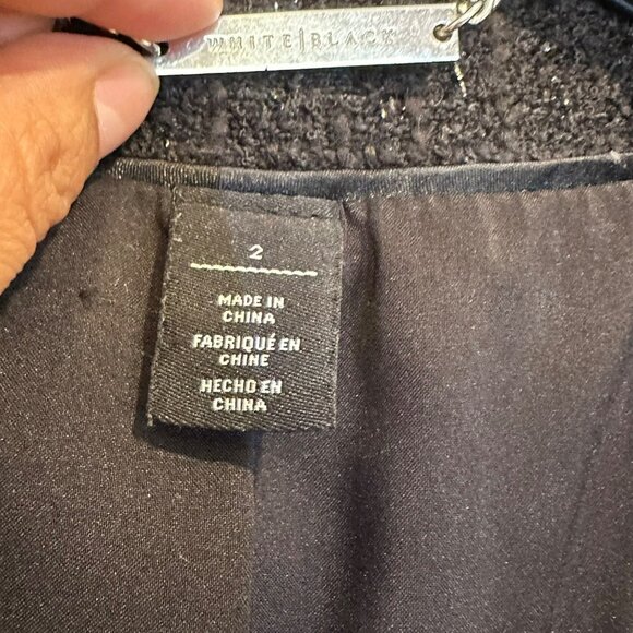 ✨White House Black Market Women's Black Tweed Jacket With Pearl Chain Trim✨ - Picture 3 of 7